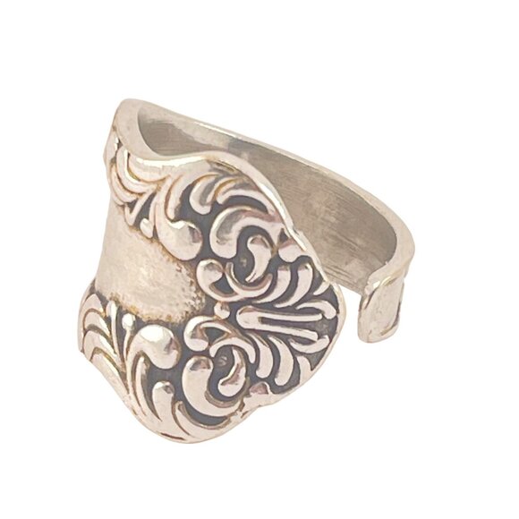 Vintage Victorian Style Silver Tone Spoon Ring Adjustable Size Intricate Scrollw - Picture 8 of 8